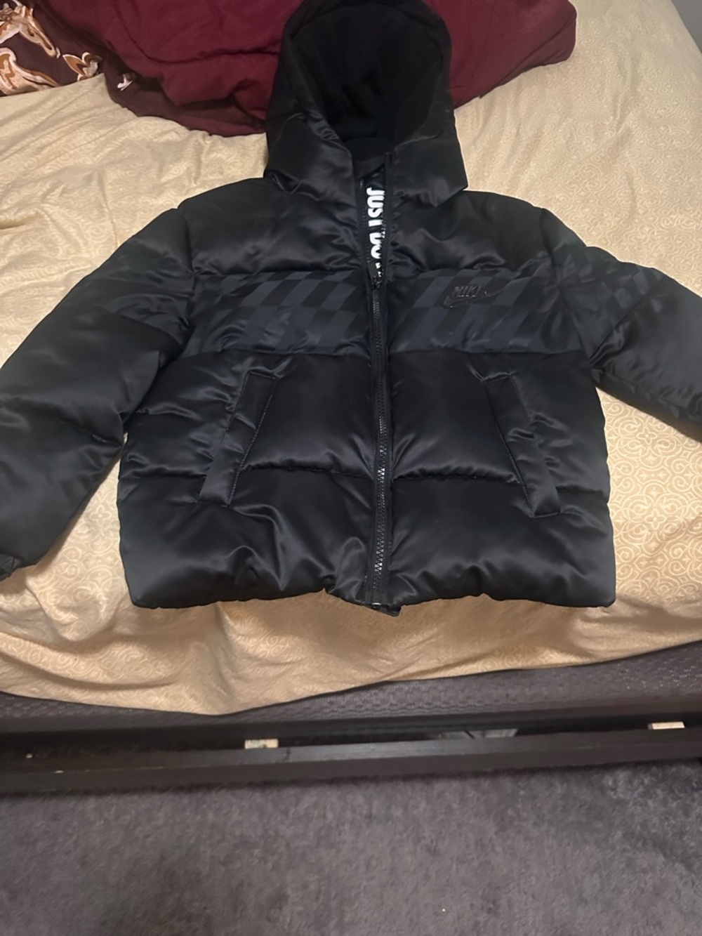 Nike Black Hooded Puffer Jacket for Kids